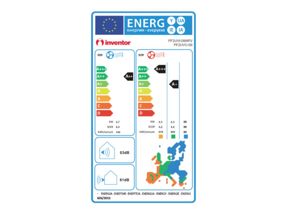 Inventor Professional PF2UVI-09WFI/PF2UVO-09 9000 Btu WiFi, Ιονιστής, Φίλτρο PM2.5, UVC