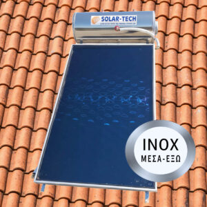 Ηλιακός θερμοσίφωνας INOX ΜΕΣΑ-ΕΞΩ 80 λίτρα ST-DGL 1,5m2 διπλής ενέργειας για κεραμοσκεπή